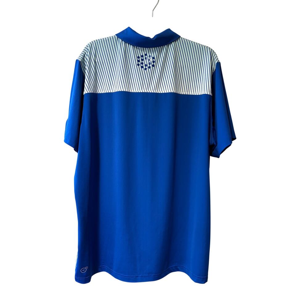 Puma Mens XL Blue Striped Powercool Golf Polo Shirt World Woods Golf Club - Picture 2 of 6